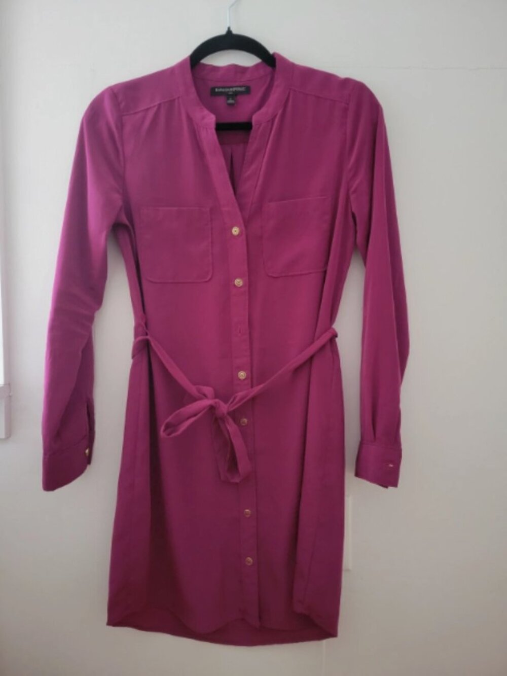 Banana Republic Shirt Womens Dress Size S Pink Button Up Tie Waist Casual Work - Picture 3 of 9